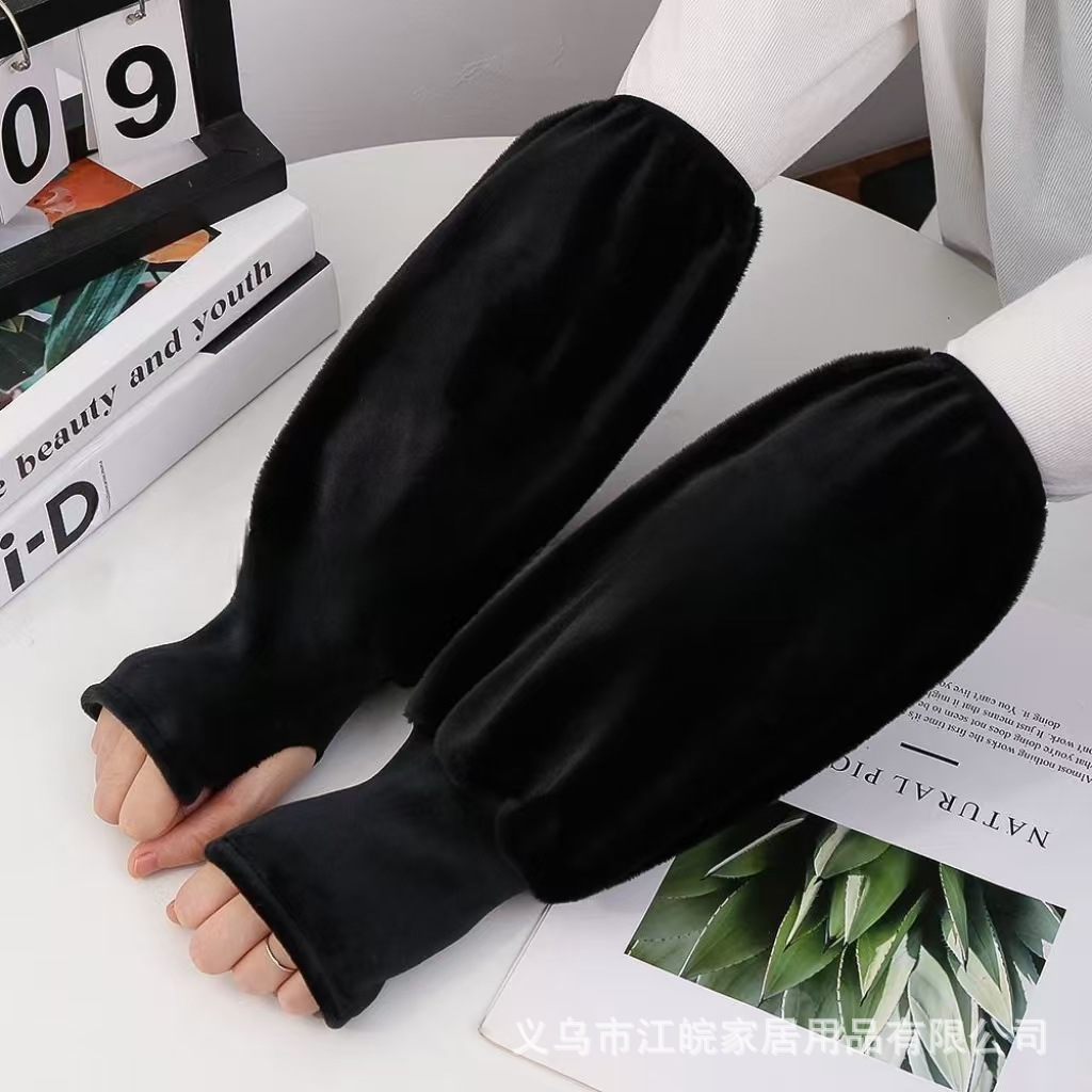 新款冬季儿童二合一套袖可爱暖手袖套小孩成人防脏学生写字袖筒长详情6