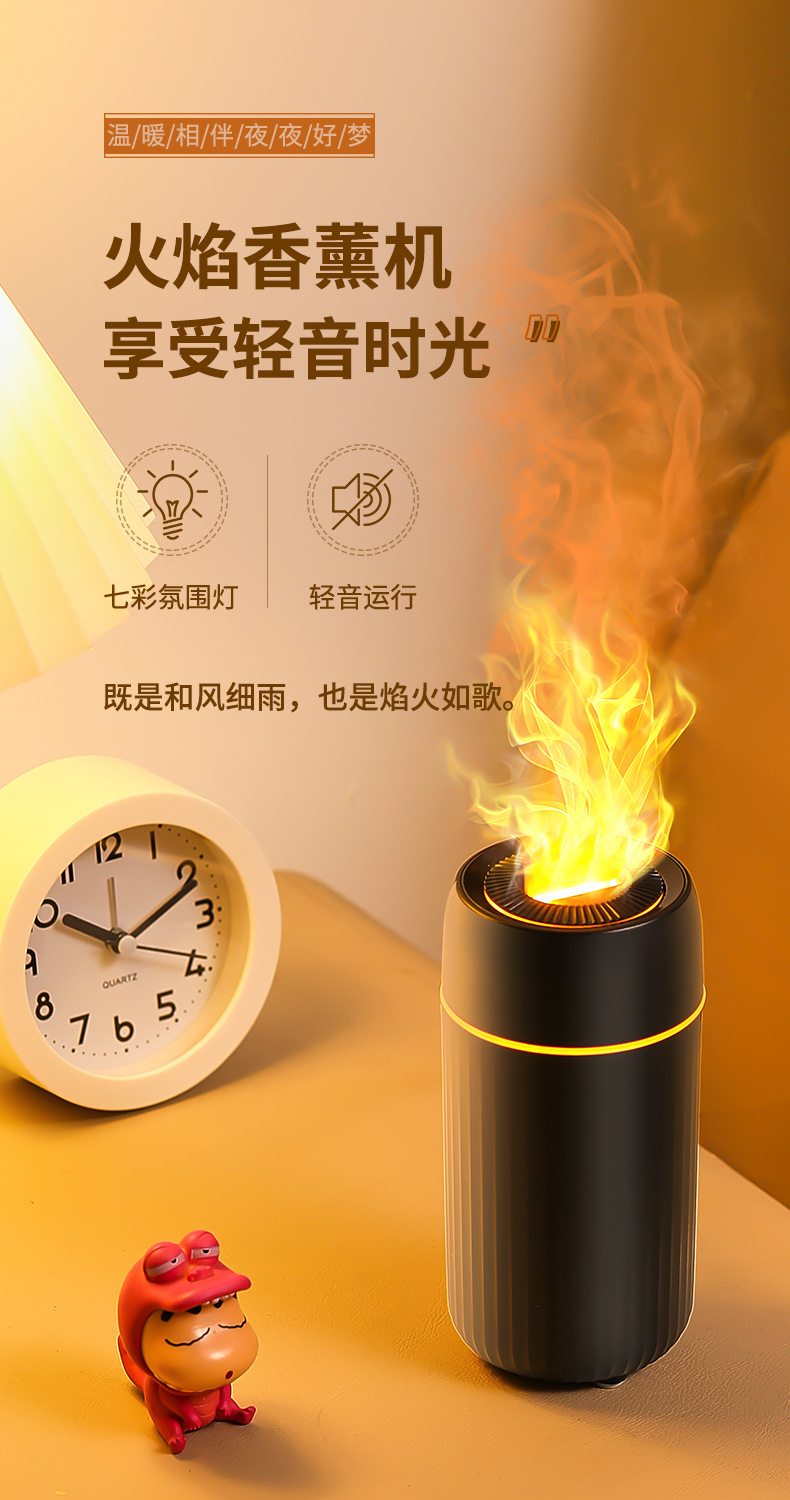 新款车载香薰机汽车仿真火焰小型空气加湿器车内超声波精油扩散器详情2