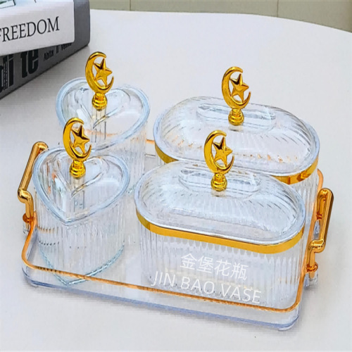 轻奢高颜值玻璃果盘商用水果拼盘家用创意分格干果盒小吃零食盘详情16