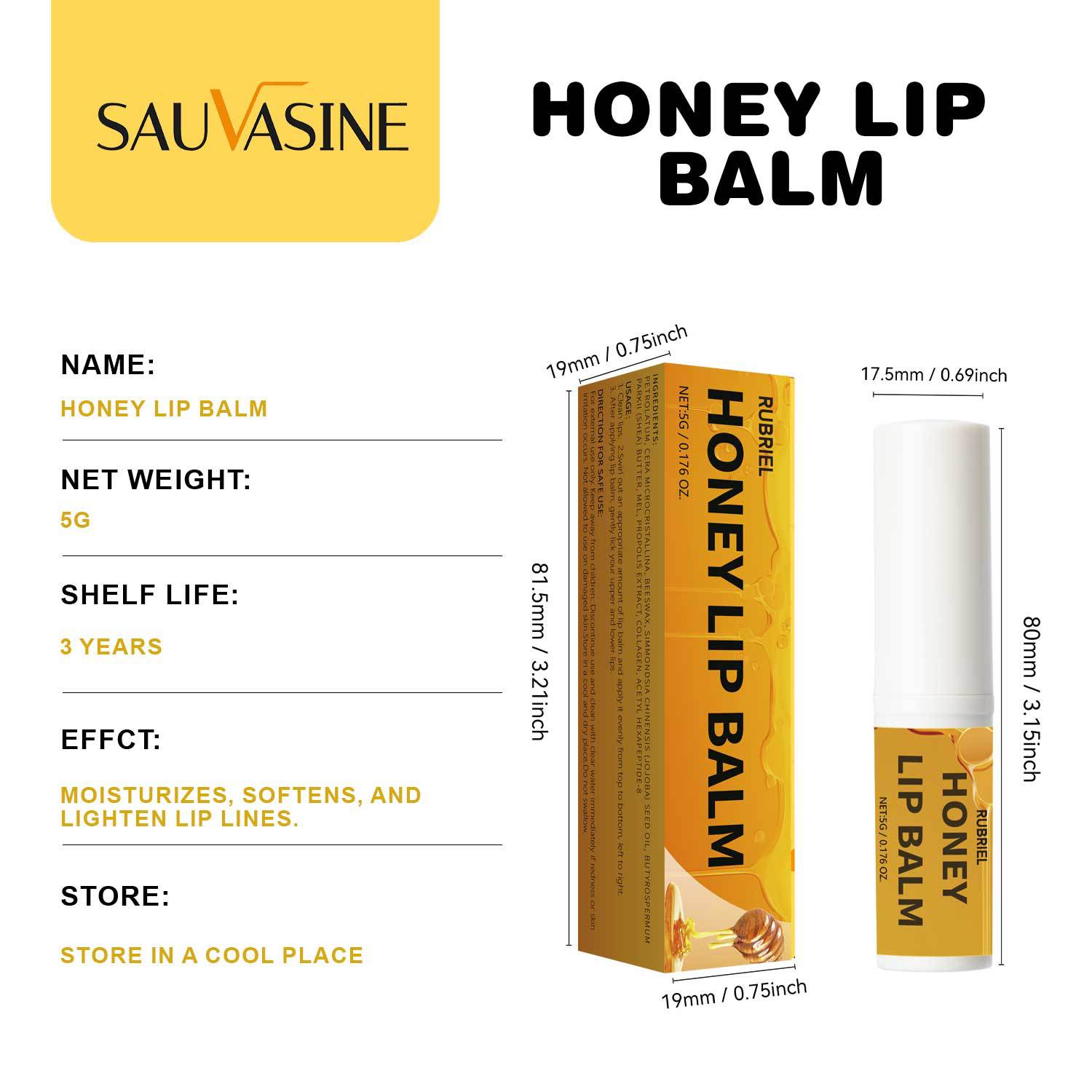 Cross-border RUBRIEL Honey Lip Balm 5g Moisturizing Hydrating Honey Lip Balm pic 4