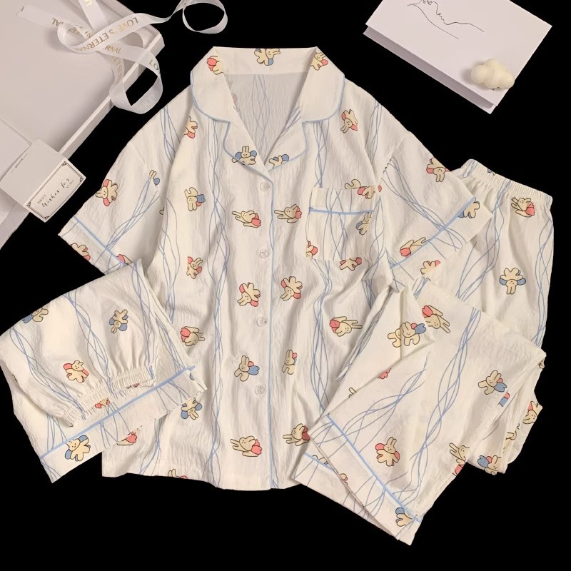 可爱小狗睡衣女款夏季云朵棉短袖短裤三件套少女休闲可外穿家居服详情32