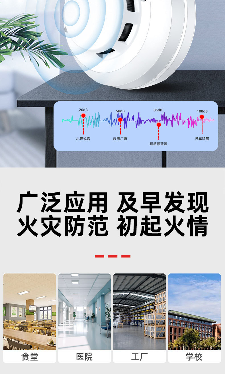 烟雾报警器烟感器报警器感烟器工业厂家跨境吸顶独立有线联网消防详情8