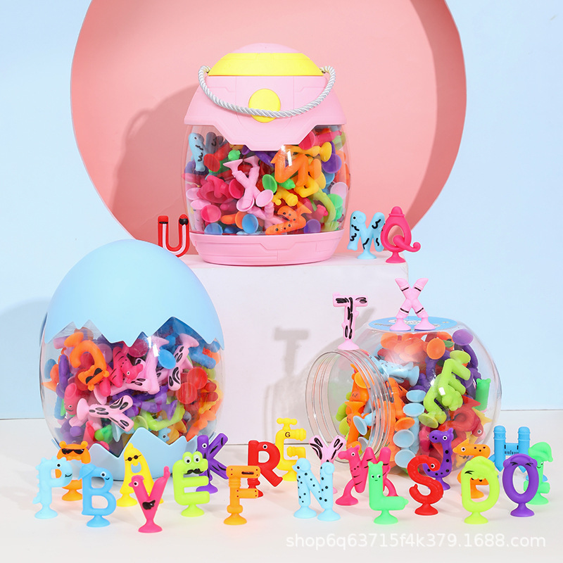 热销新款卡通吸盘字母玩具吸吸粘粘乐洗澡坐车过家家玩具详情2