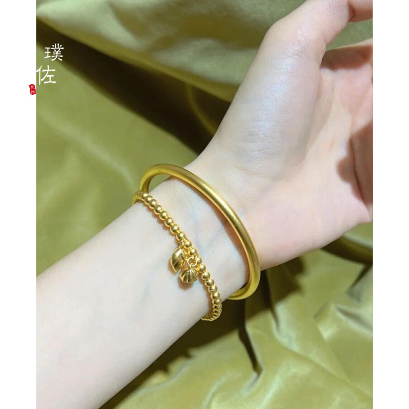 金店同款古法沙金传承手镯两世欢莲蓬手链轻奢气质百搭叠戴手饰详情2