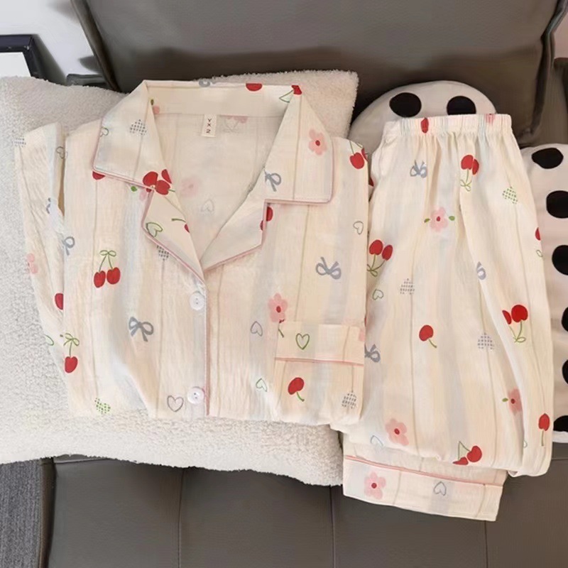 Spring new Cloud cotton Korean InS-style long-sleeved pajamas for girls, sweet and cartoonish, cute student home wear set pic 48
