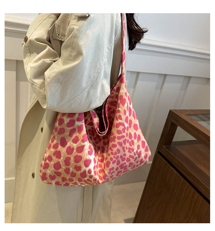 Leopard print canvas bag for women, 2024 new style, trendy Korean college style tote bag, casual large-capacity hand-held shoulder bag pic 30