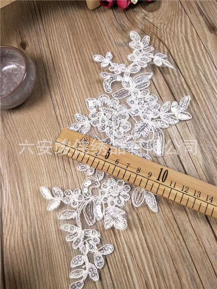 Wedding dress embroidery decals, matching flowers, DIY Barbie doll materials, white, red, black lace, clothing accessories pic 12