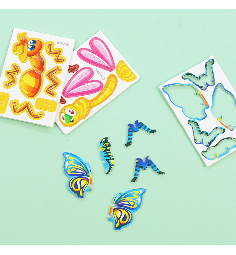Puzzle de insectos estereoscópicos diy stereo dinosaurio tanque rompecabezas hecho a mano juguetes para niños regalos de jardín de infantes al por mayor pic 8