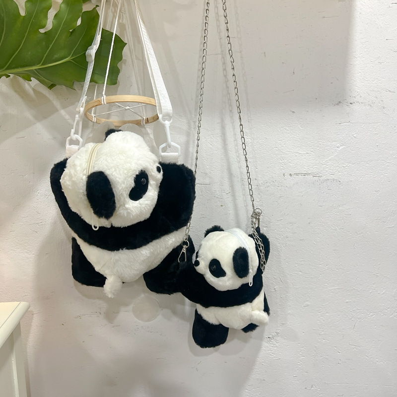 2024新款时尚熊猫双肩包清新甜美可爱卡通毛绒玩具包仿真抱枕背包详情44