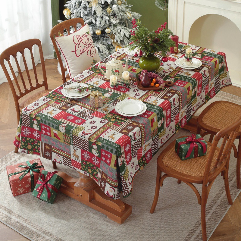 乐轩秀红色新年圣诞节桌布提花加厚轻奢高级氛围感长方形餐桌台布详情17