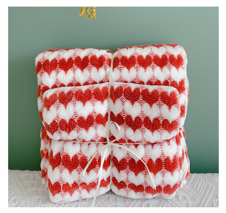 【 Chi Jia 】 Love Towel Set, Coral Fleece Towel, Bath Towel Set, Couple Set, Soft and Absorbent pic 13