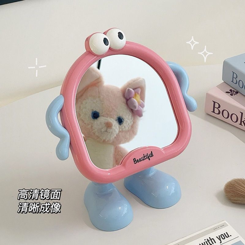 学生宿舍桌面化妆镜可爱卡通小镜子高清办公室台式可立梳屏齐镜子详情9