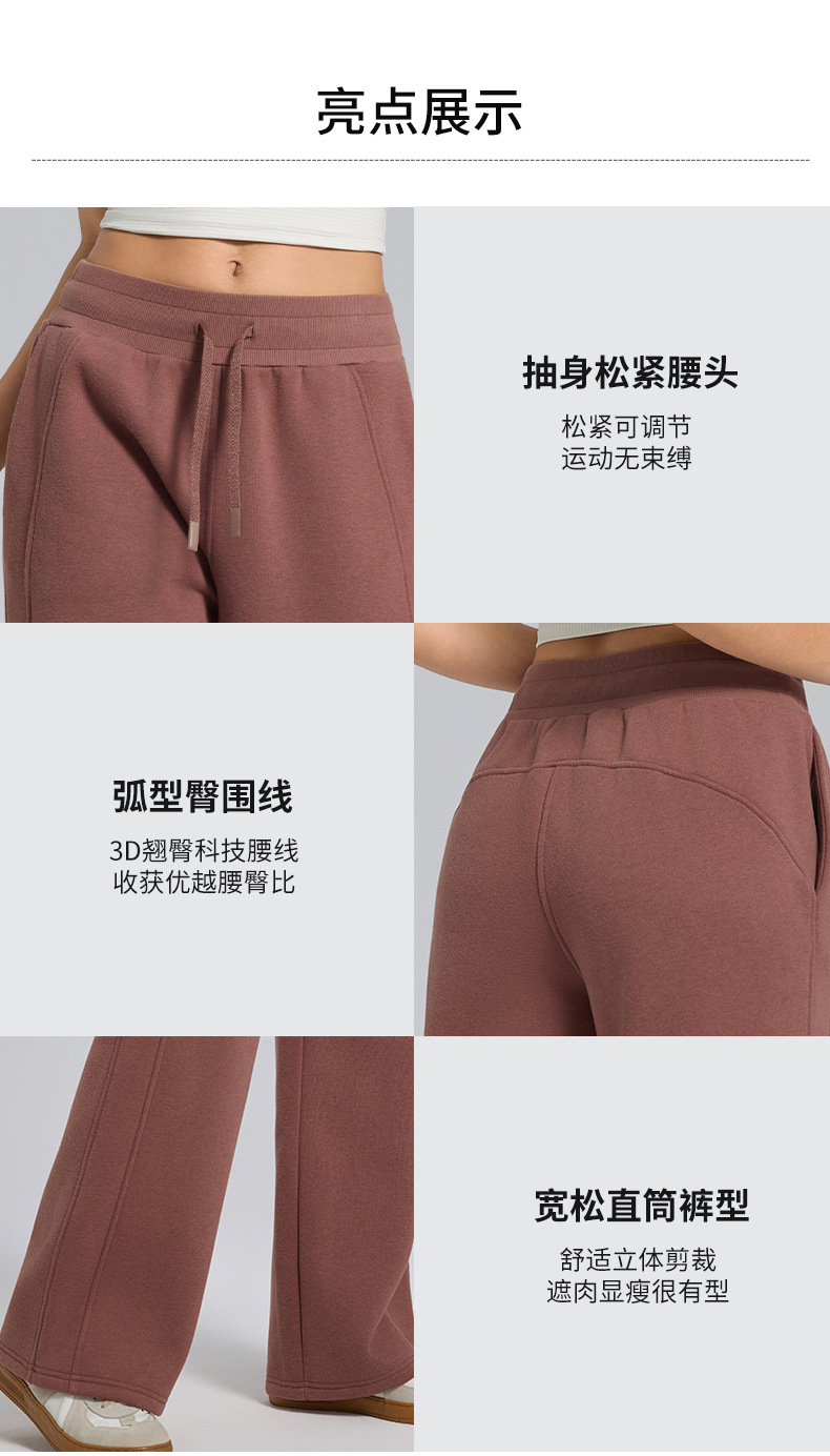 High-waisted yoga pants for autumn and winter, casual straight-leg wide-leg pants, Scuba versatile for commuting, running with fleece sweatpants for women pic 4