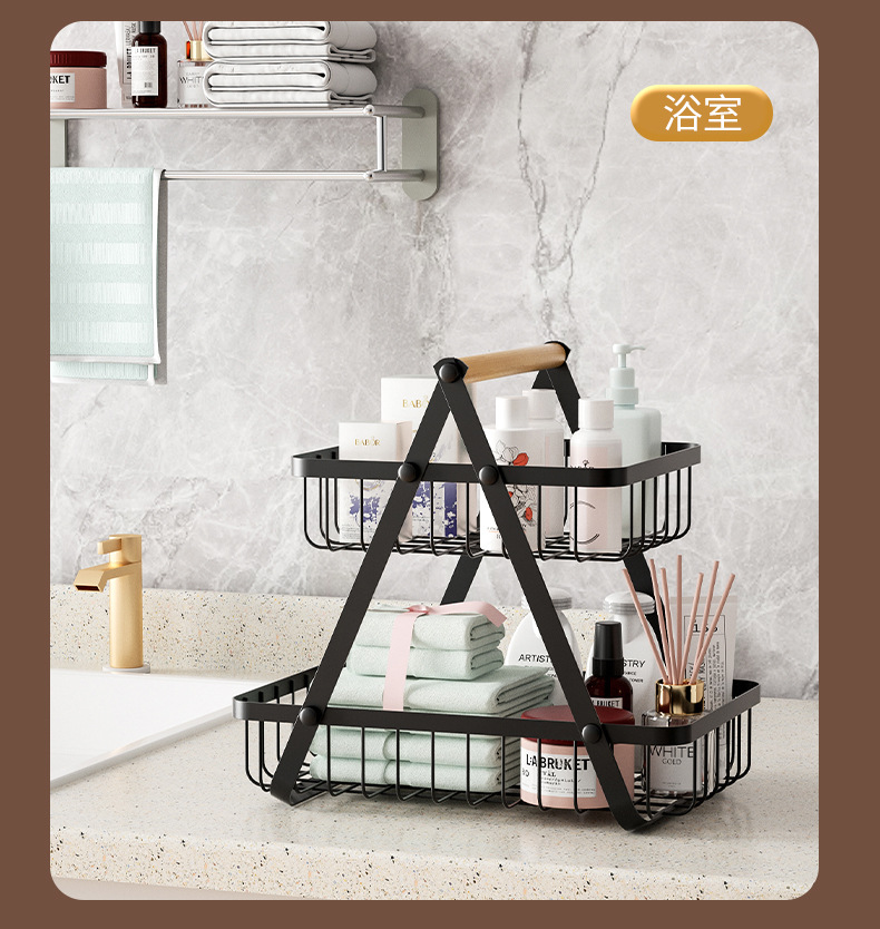 厨房多功能蔬果收纳架水果盘零食蔬菜置物架手提糖果托盘果篮详情15