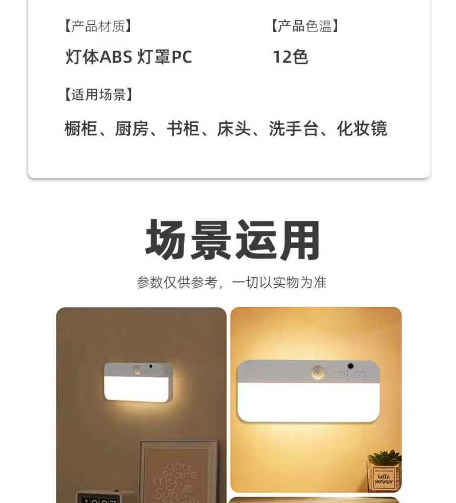Transfronterizo nuevo cuerpo humano sensor de techo luz de paso armario de almacenamiento led de succión magnética de control remoto tipo C modelo de carga pic 15