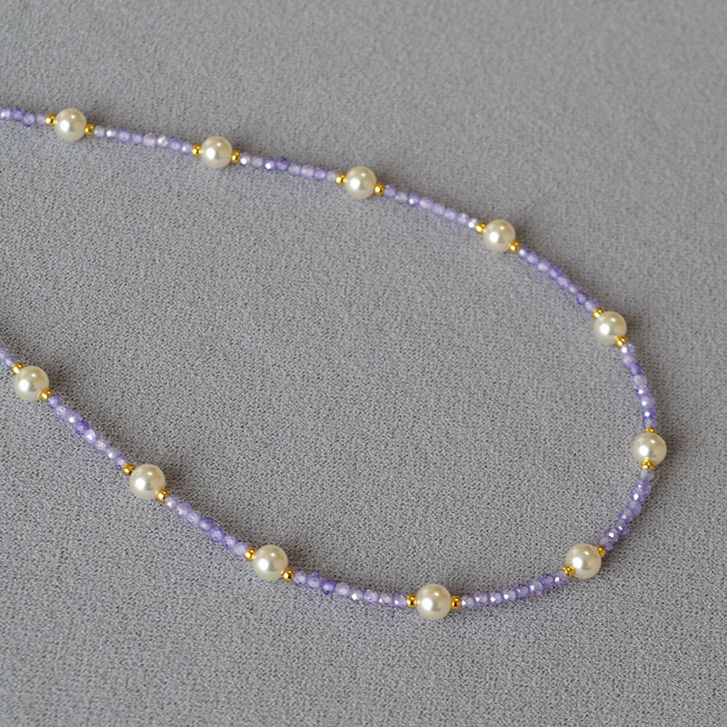 日韩小众设计闪亮彩色锆石满天星珍珠清新甜美高级感项链锁骨链女详情20