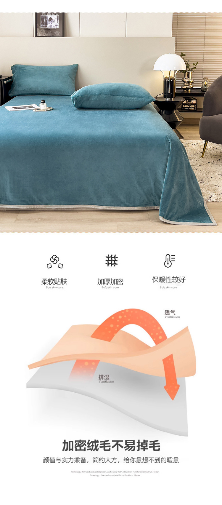 加绒加厚防滑珊瑚绒床单牛奶绒冬季毛绒毯单件学生宿舍床单三件套详情6