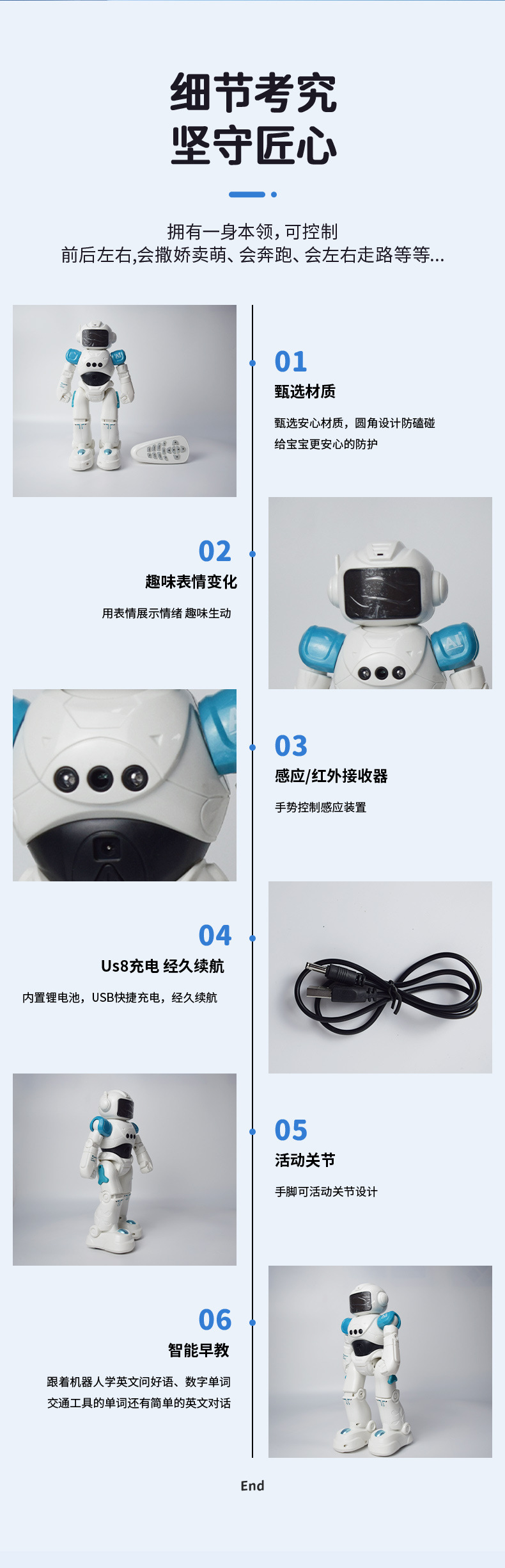 跨境智能遥控机器人男孩手势感应语音对话编程跳舞儿童玩具礼物机器人AI机器人陪伴机器人ai机器人智能穿戴详情8