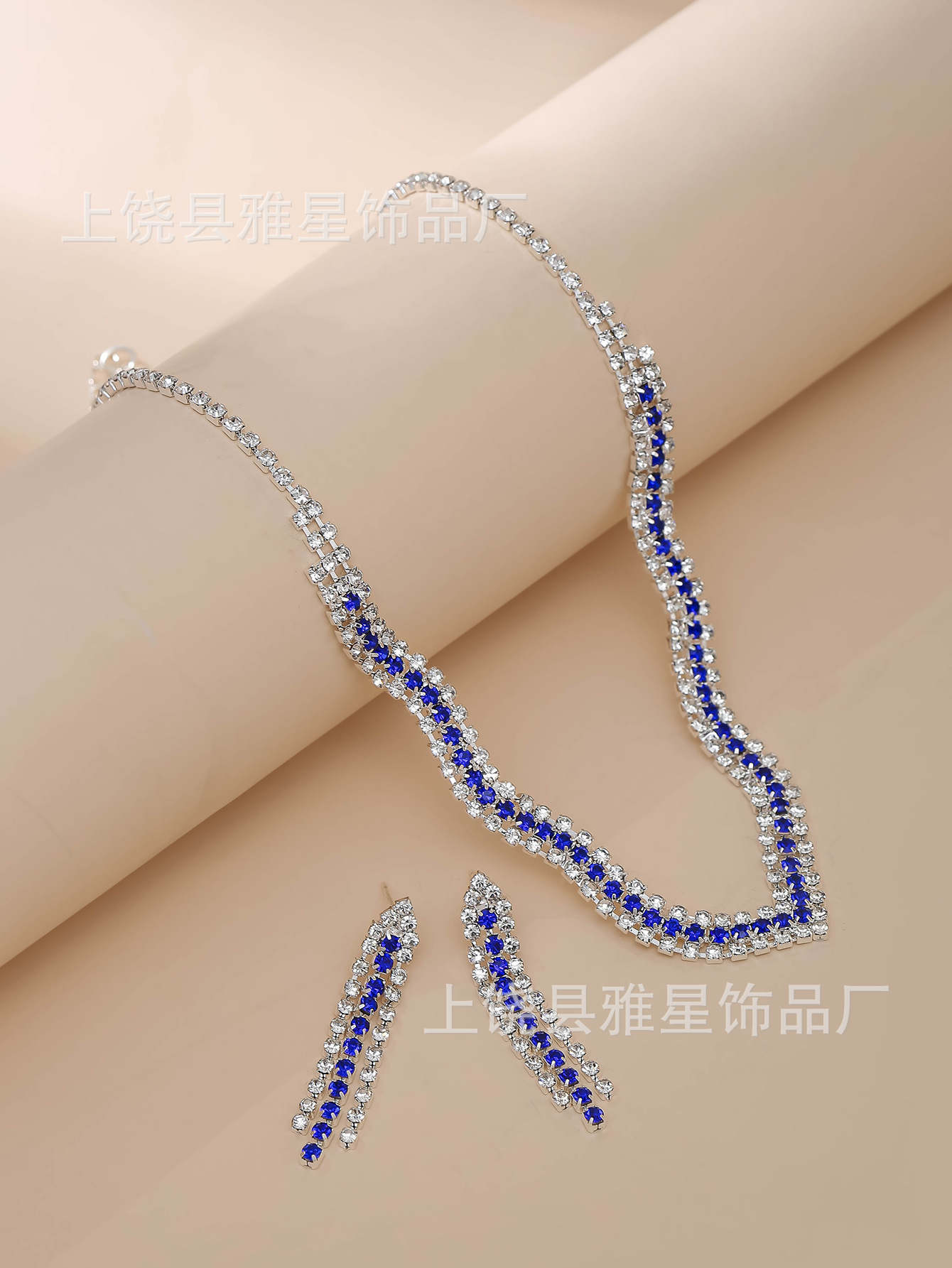 Europa y américa ins gota de agua conjunto de joyería personalidad moda color strass collar pendientes conjunto de novia accesorios pic 23