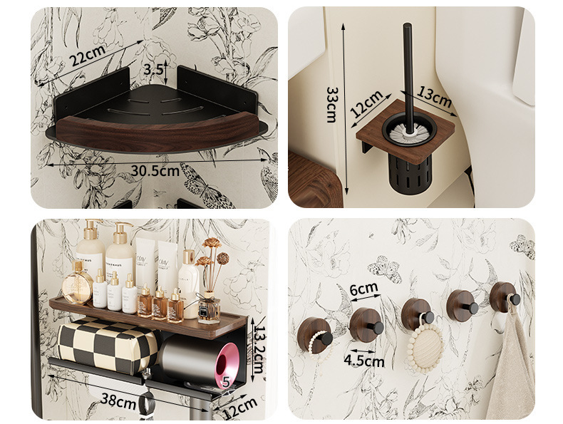 胡桃木卫生间毛巾架免打孔高端浴巾置物架浴室架子洗手间厕所挂件详情27