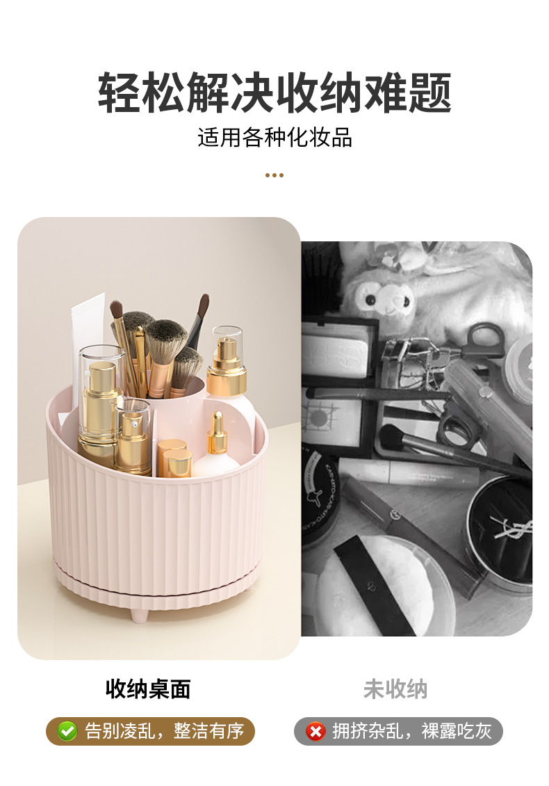 Desktop dressing table, eyeshadow brush, lipstick box, pen holder, desktop rotating makeup brush storage cylinder, cosmetics shelf pic 2