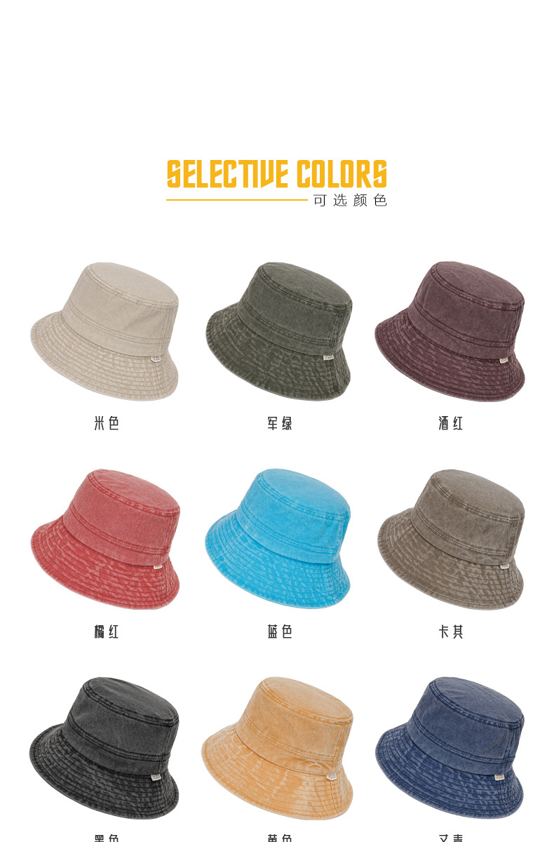 Summer washed vintage vintage fisherman hats for women and men, Japanese-style versatile cotton bucket hats and basin hats pic 7