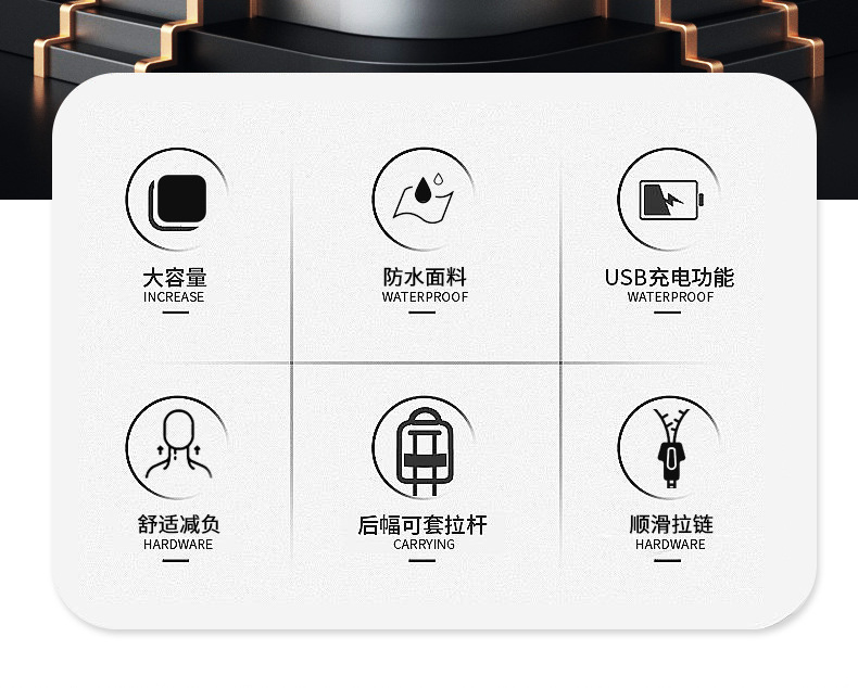 批发跨境总裁双肩包背包电脑包商务通勤大容量出差旅行包学生书包详情3