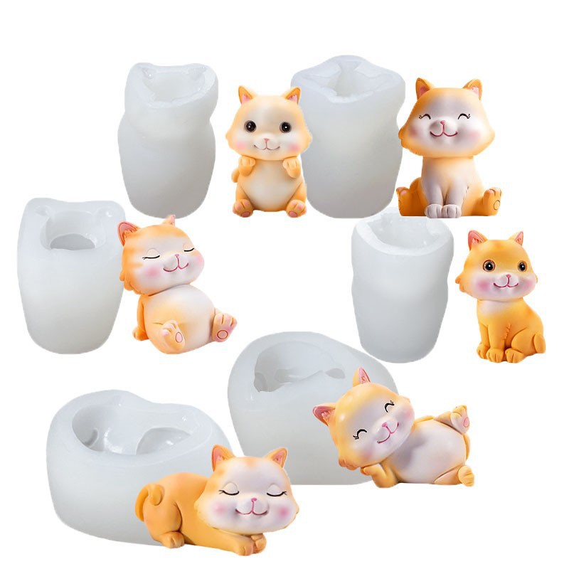 Three-dimensional popular little cat silicone mold fondant mousse chocolate DIY candle resin resin cake ornament pic 8