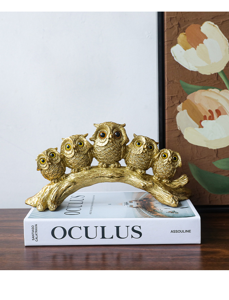 Cross-border creative American owl ornaments, home interior resin handicrafts, display model rooms, soft furnishings pic 3