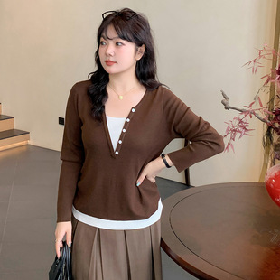 2024秋款大码女装连帽套头衫女休闲上衣 胖mm百搭宽松针织衫22682 大码针织衫时尚舒适轻松搭配详情11