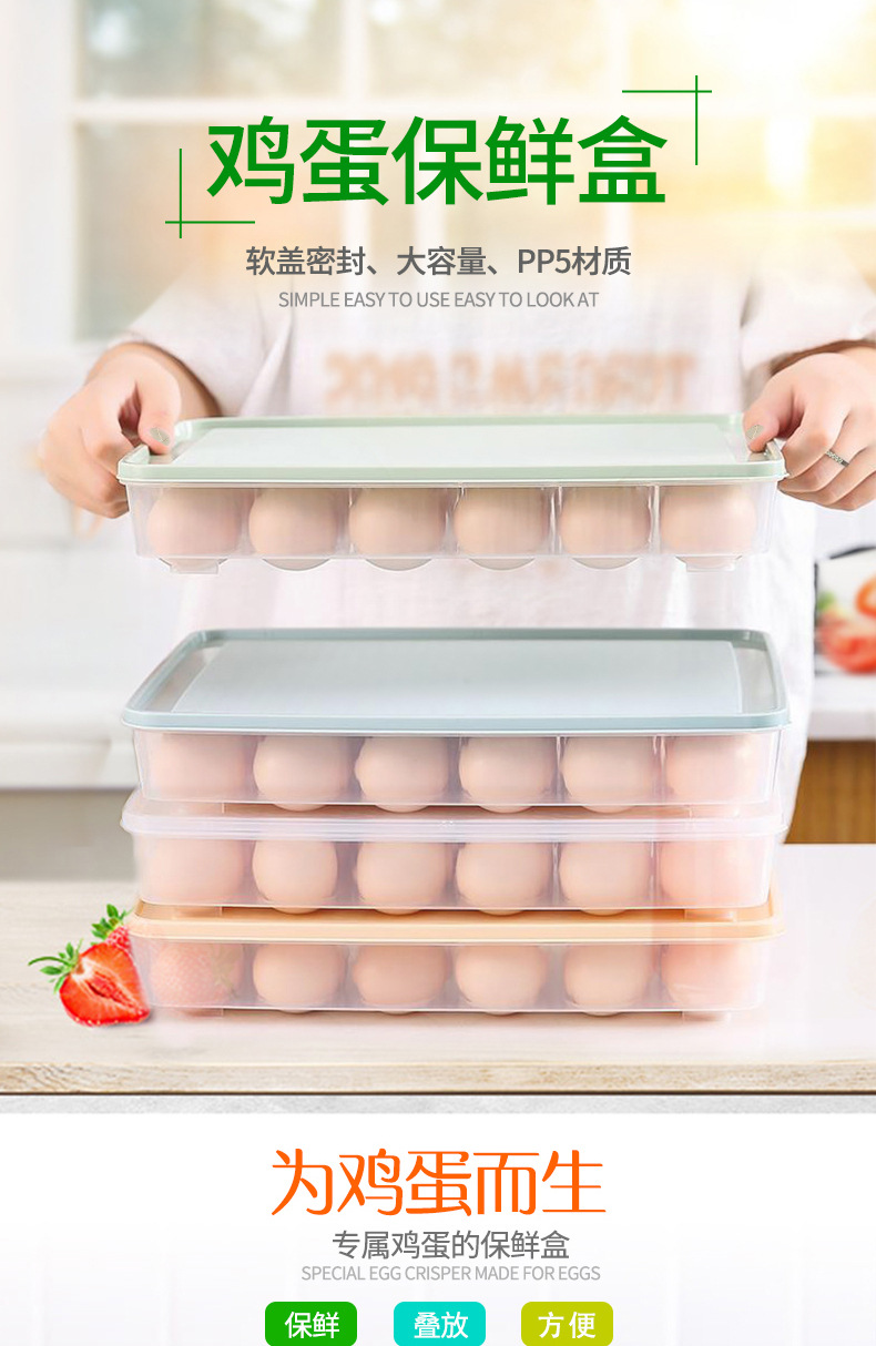 【 Thickened refrigerator egg box 】 24-compartment storage and preservation box, egg compartment egg tray, kitchen dust-proof storage box with lid pic 1