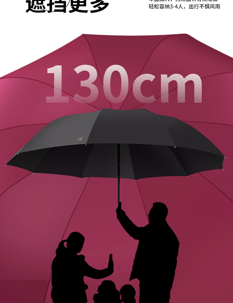 天堂雨伞大号紫外线折叠超大双人加固太阳伞防晒男女两用晴雨黑胶详情7