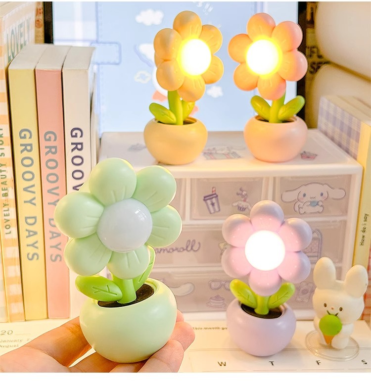 跨境小夜灯迷你小花床头创意不插电氛围灯礼物台灯可爱床头摆件详情11