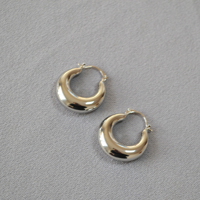 欧美小众设计个性潮酷光面空心黄铜镀金月牙冷淡风高级感耳环耳饰详情6