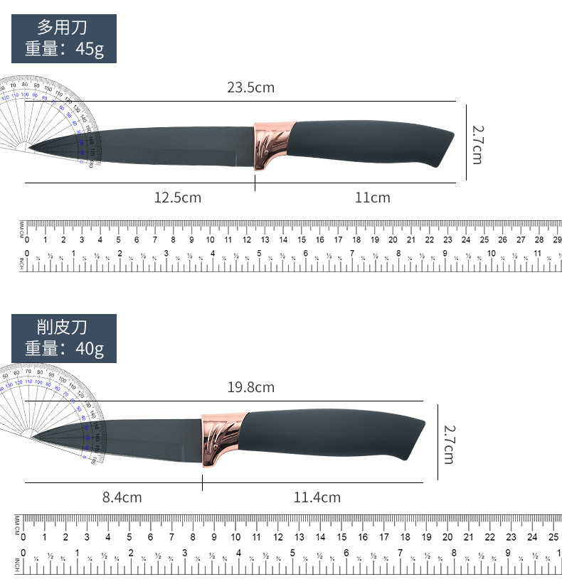 Kitchen knife set, silicone kitchenware, rose gold 18-piece set, cooking knife storage bucket, wooden handle silicone kitchenware set pic 13