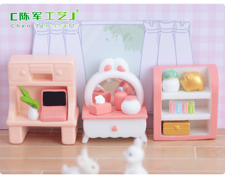 微景观创意粉色少女心卧室装饰品配件 娃屋diy微缩家具模型小摆件详情40