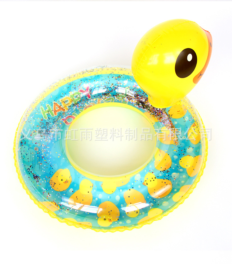 儿童泳圈婴儿座圈充气亮片坐圈带头艇宝宝戏水圈小黄鸭加厚游泳圈详情11