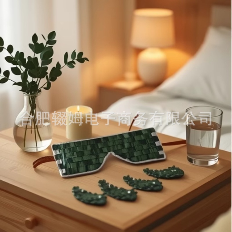 绿凤玉眼帘天然软枣绿玉手工编织美容SPA冰敷冰凉岫玉眼帘睡眠休息放松眼罩详情9