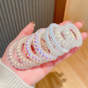 Laser Mermaid Girl telephone line hair tie for women, Korean, simple and basic, versatile hair band, seamless leather cover hair accessory pic 16