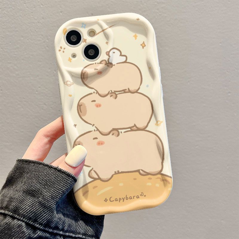 可爱水豚适用苹果15手机壳iPhone14小众13新款12气囊11网红8P防摔详情8
