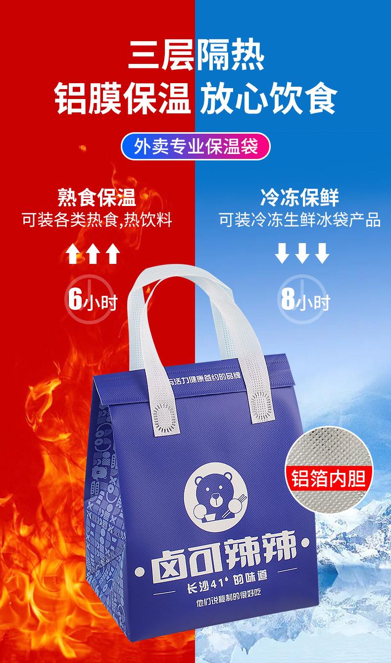 无纺布袋覆膜餐饮外卖保温袋包装袋打包手提铝箔奶茶烧烤批发定制详情16