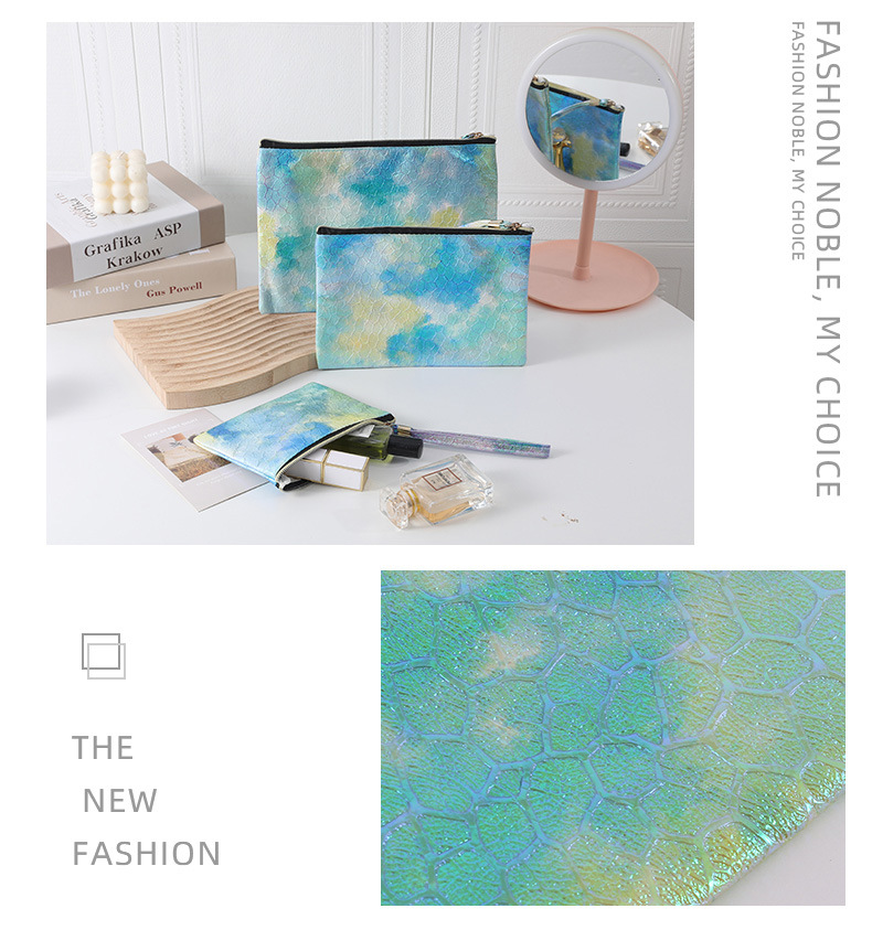 超轻炫彩镭射化妆包高颜值女士便携零钱收纳包带腕带大容量手机包详情6