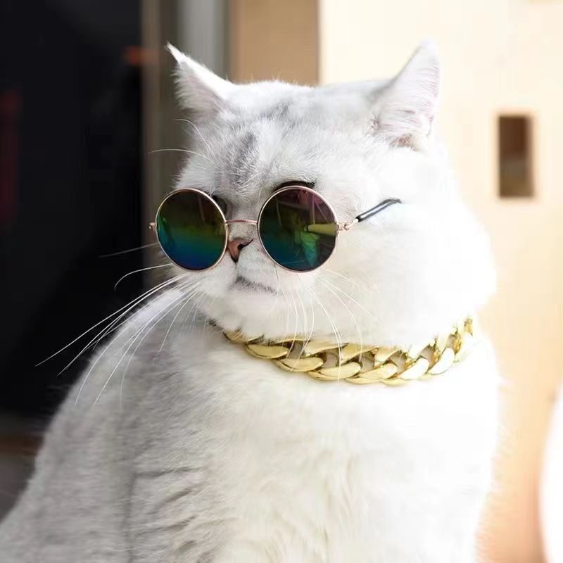 Pet large gold chain dog necklace, cat collar, high-end adjustable pet gold necklace, pet Cuban chain pic 9