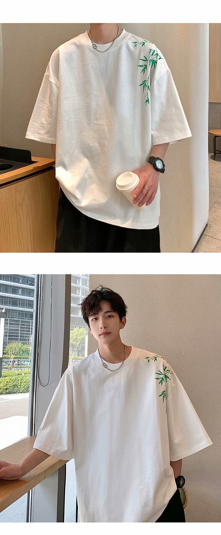 2024 bambú bordado manga corta camiseta verano nueva versión coreana holgada tendencia versátil casual hombre top moda nacional pic 16