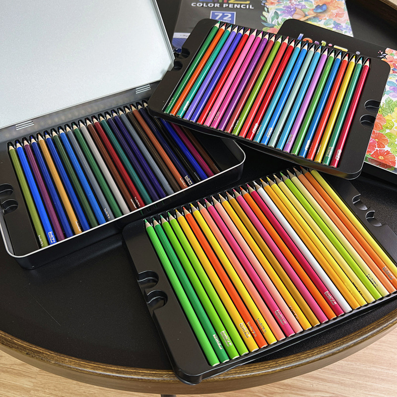 跨境外贸素描油性彩铅绘画美术彩色铅笔50/72色铁盒装画笔彩笔套详情12