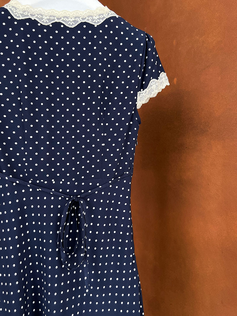 鹿西 法式蕾丝花边拼接连衣裙夏季V领气质波点收腰显瘦长裙子8677详情46