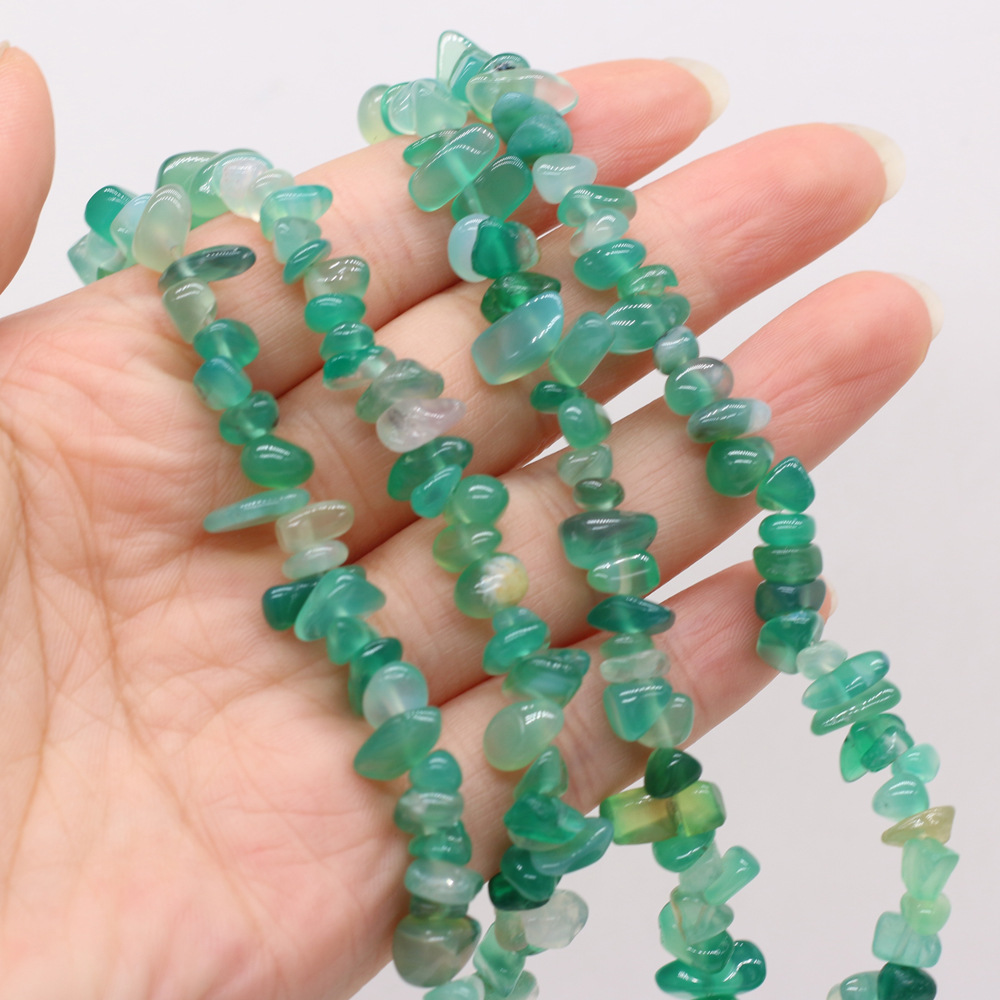 Natural crushed stone green Dongling blue pine raw stone beads with holes semi-finished DIY jewelry handcrafted accessories wholesale pic 14