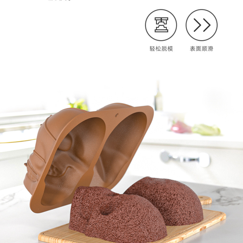 Silicone barbecue pan, large skull chocolate mold cake, skull head resin mask baking mousse pic 34