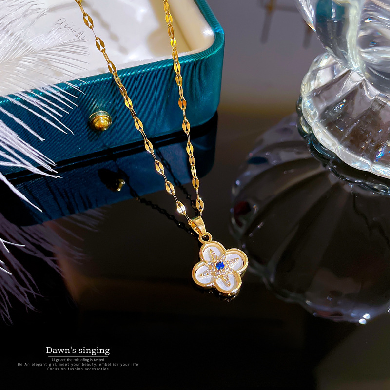 【钛钢】幸运项链女铜微镶真金电镀简洁Ins网红精致锁骨链脖链详情18