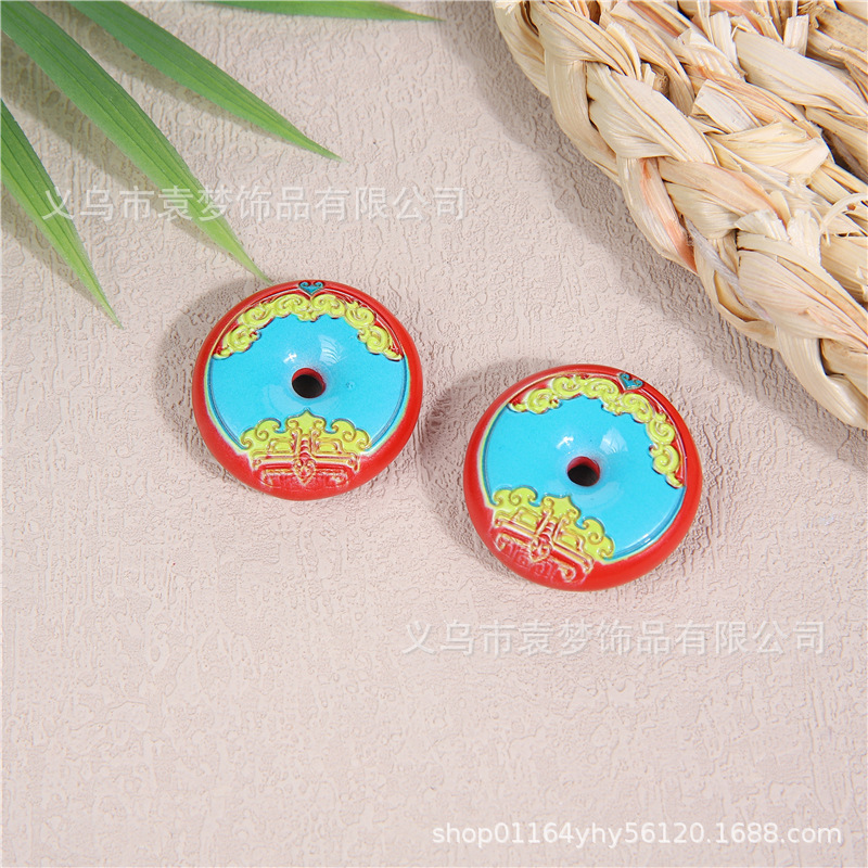 红砂彩绘唐卡葫芦吊坠批发朱砂水飞砂小狐狸狐仙平安扣项饰吊挂件详情15